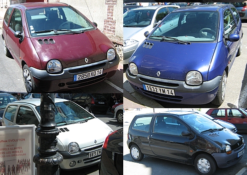 a montage of renault twingos in honfleur